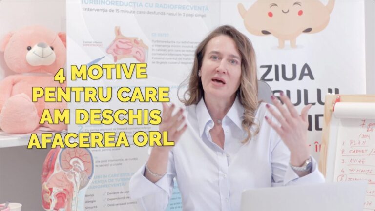 Medic ORL explicând motivele pentru care a ales să deschidă o afacere medicală, într-un cabinet dedicat sănătății nasului, gâtului și urechii