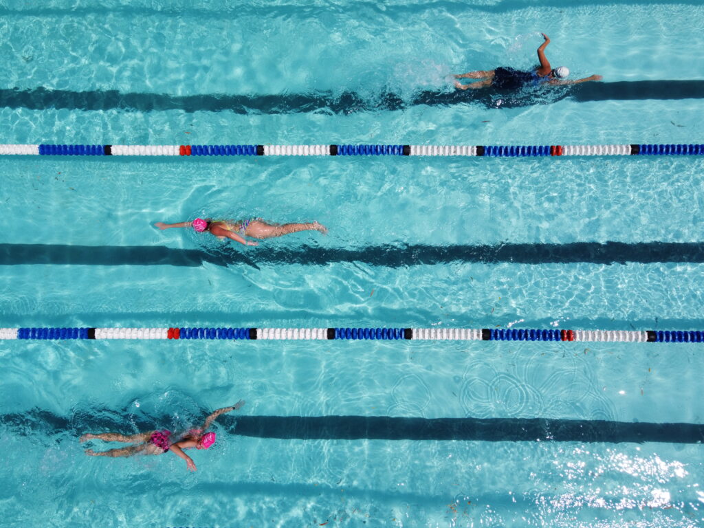 aerial view of swimmers practicing in a pool 2025 02 09 05 10 37 utc